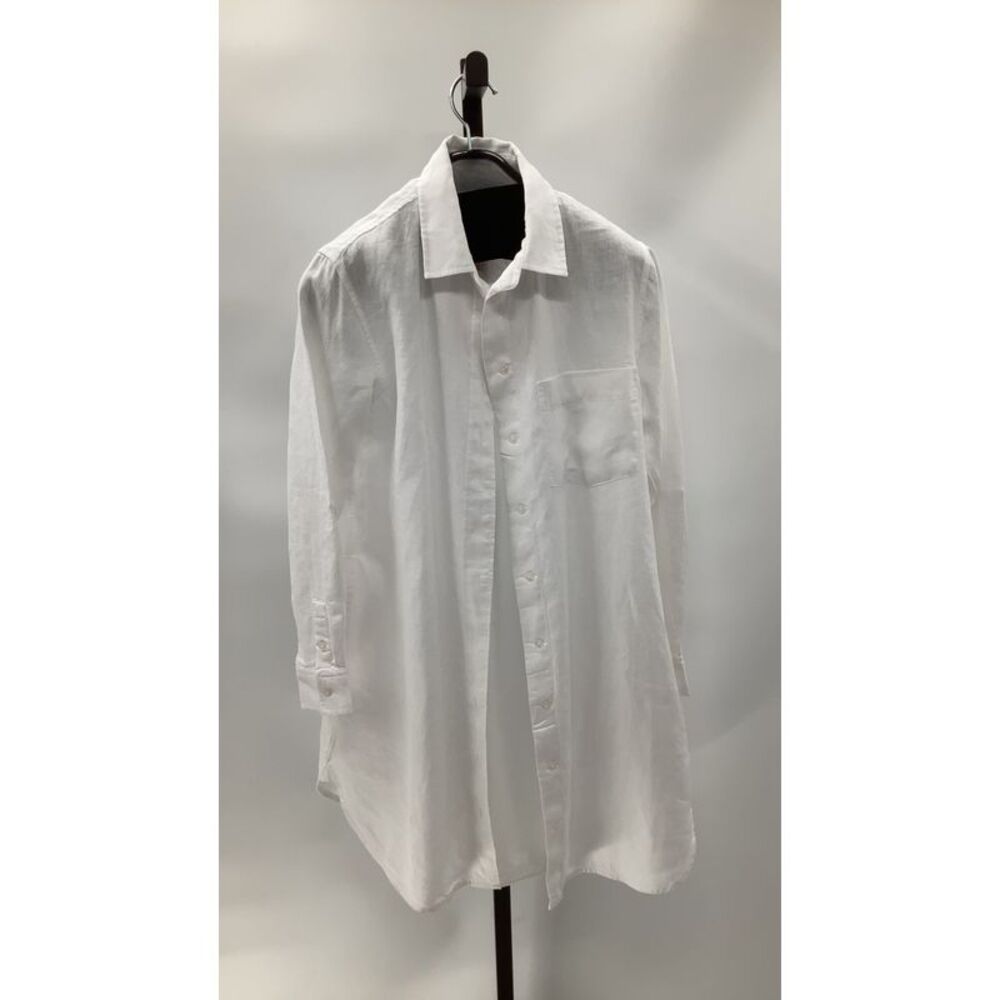 Quince Womens 100% European Linen Shirt Dress White Basic Sleeved XS